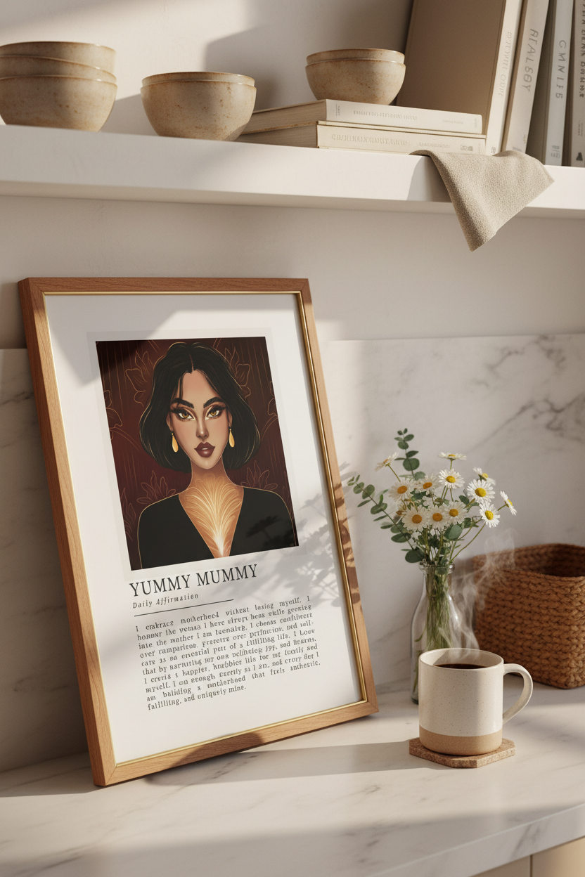Yummy Mummy Affirmation Poster Positive Wall Art for Mums Yummy Mummy Gift Ideas